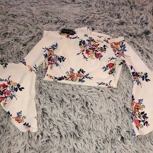 Off-The-Shoulder Romper with Flared Sleeves